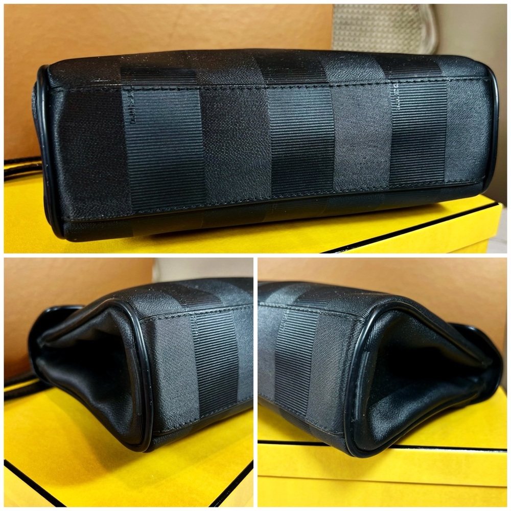 Fendi S.A.S. Black Vintage Pequin Top Handle w/ Crossbody Strap - Picture 9 of 10